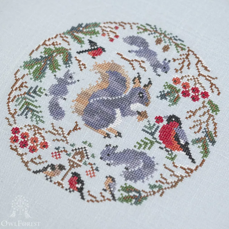 Бесплатная схема для вышивания «Зимние хлопотушки»