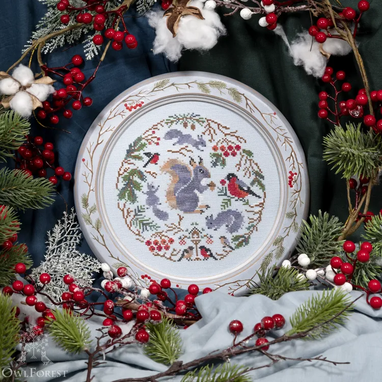 Бесплатная схема для вышивания «Зимние хлопотушки»