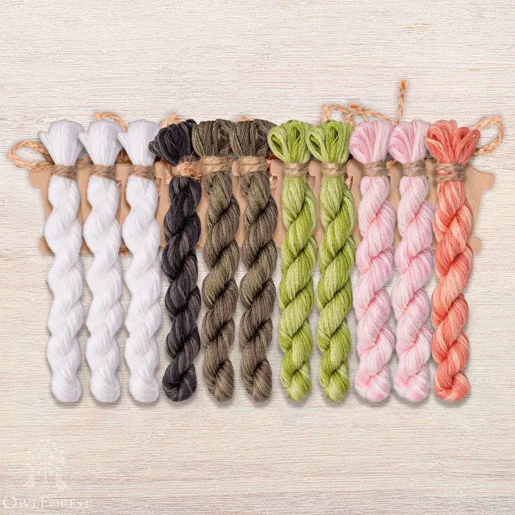 Набор ниток OwlForest для схемы «Персиковые журавли» (DMC)