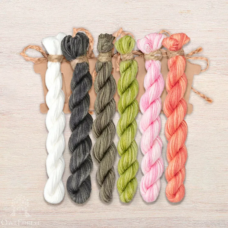 Набор ниток OwlForest для схемы «Персиковые журавли» (ПНК им. Кирова)