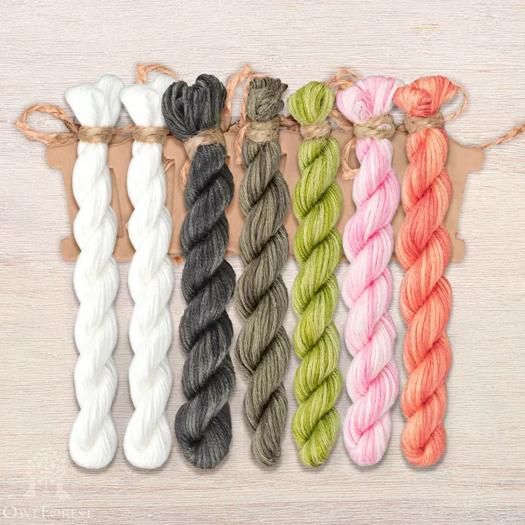 Набор ниток OwlForest для схемы «Персиковые журавли» (ПНК им. Кирова)