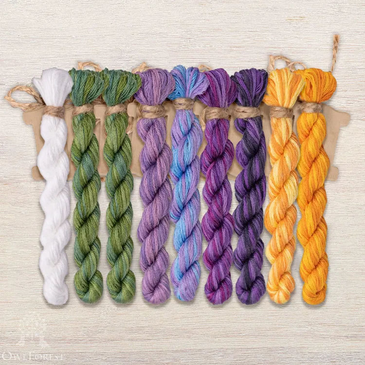 Набор ниток OwlForest для схемы «Анютины глазки» (DMC)