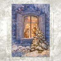 Открытка «Зимняя кошка»