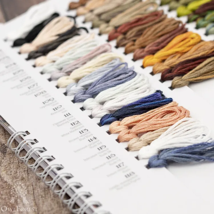 Карта цветов OwlForest с образцами ниток