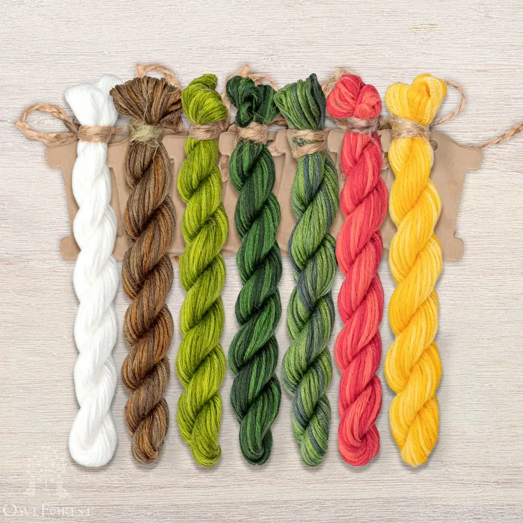 Набор ниток OwlForest для схемы «Сезон заготовок. Огурцы» (ПНК)