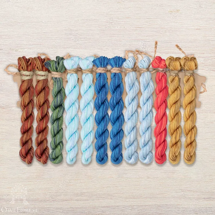 Набор ниток OwlForest для схемы «Летучий корабль. Ночь» (ПНК) 