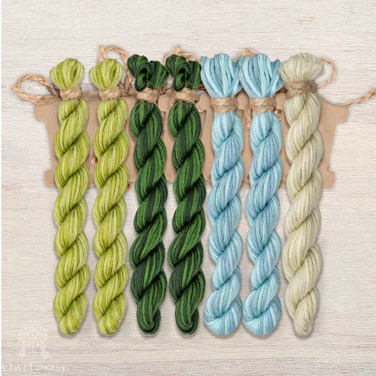 Набор ниток OwlForest для схемы «Голубая гортензия» (ПНК им. Кирова)