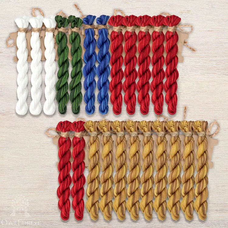 Базовый комплект ниток для схемы «Новогодние флажки» (красные) (ПНК им. Кирова)