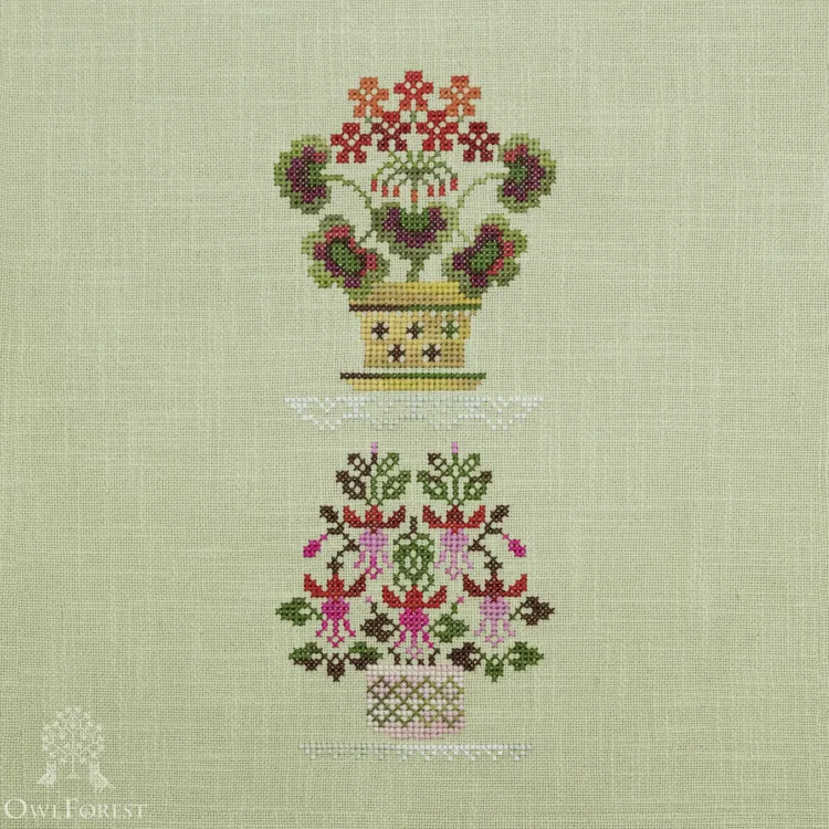 Бесплатная схема для вышивания «Комнатные растения»