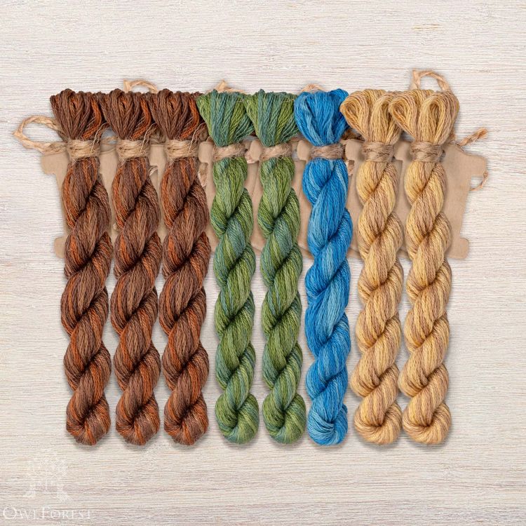 Набор ниток OwlForest для схемы «Ночные трели бирюзовых птиц» (DMC)