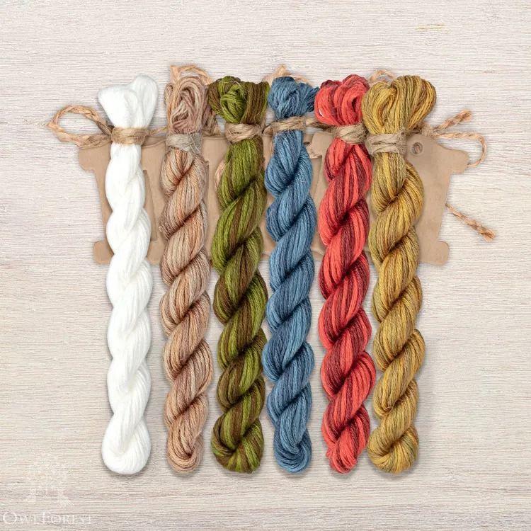 Набор ниток OwlForest для схемы «Улиточные домики. Земляника» (ПНК) 