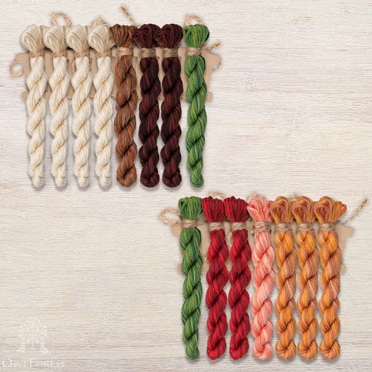 Набор ниток OwlForest для схемы «Имбирные снеговики» (DMC)