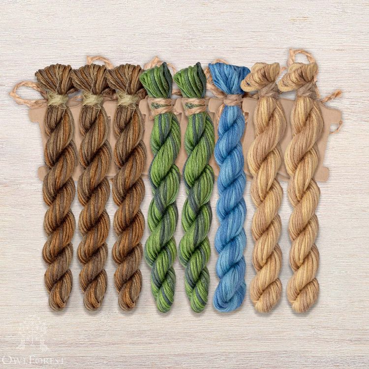 Набор ниток OwlForest для схемы «Ночные трели бирюзовых птиц» (ПНК)