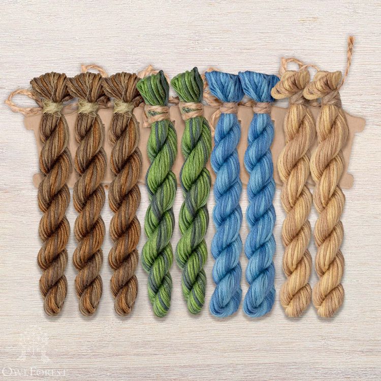 Набор ниток OwlForest для схемы «Ночные трели бирюзовых птиц» (ПНК)