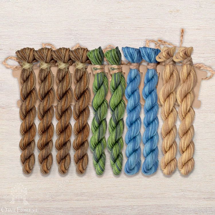 Набор ниток OwlForest для схемы «Ночные трели бирюзовых птиц» (ПНК)