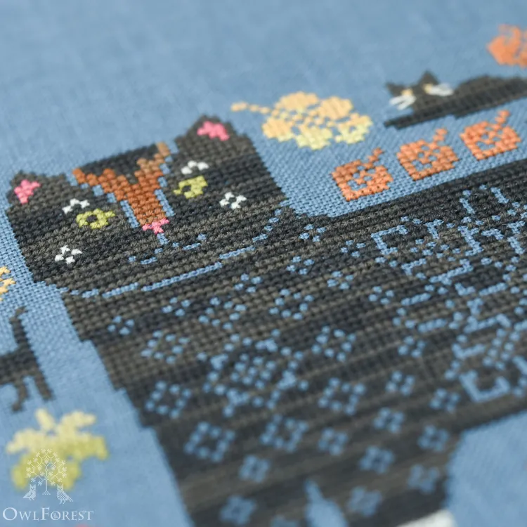 Бесплатная схема для вышивания «Осенние коты»