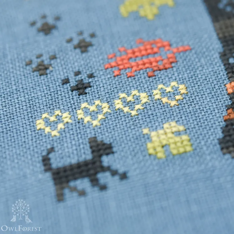 Бесплатная схема для вышивания «Осенние коты»