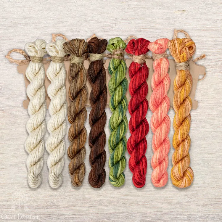 Набор ниток OwlForest для схемы «Имбирные снеговики» (ПНК)