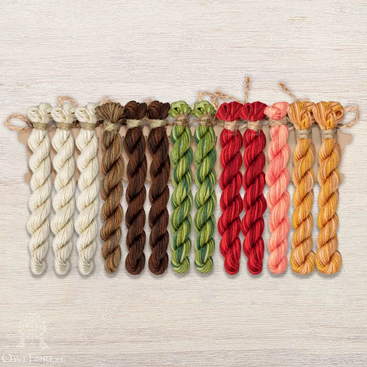 Набор ниток OwlForest для схемы «Имбирные снеговики» (ПНК)