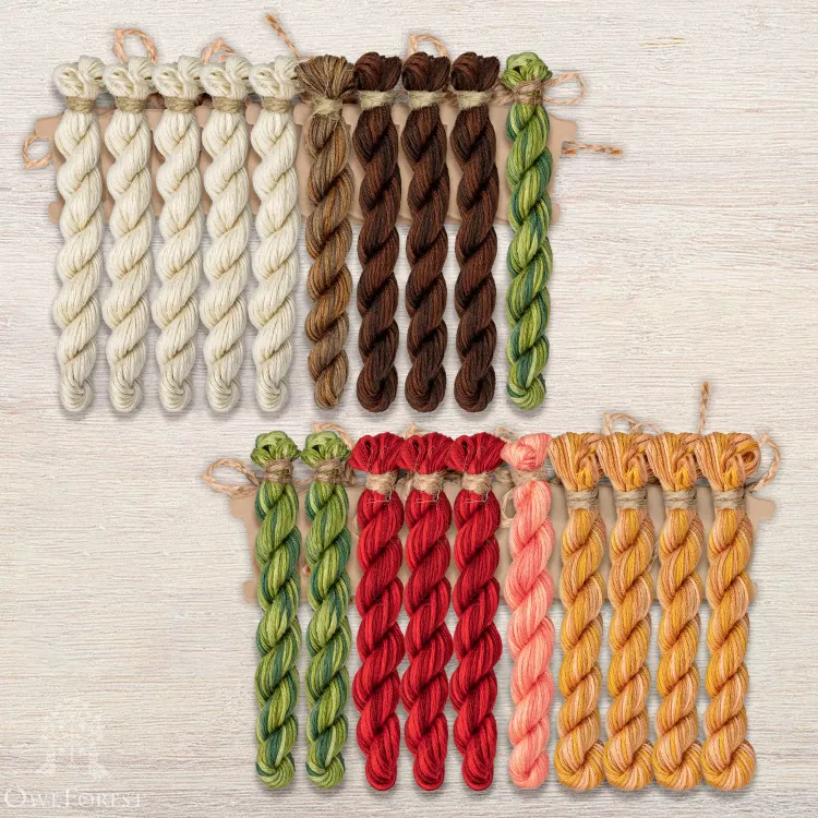 Набор ниток OwlForest для схемы «Имбирные снеговики» (ПНК)