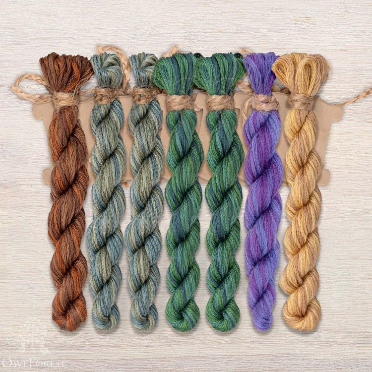 Набор ниток OwlForest для схемы «Ночные трели аметистовых птиц» (DMC)