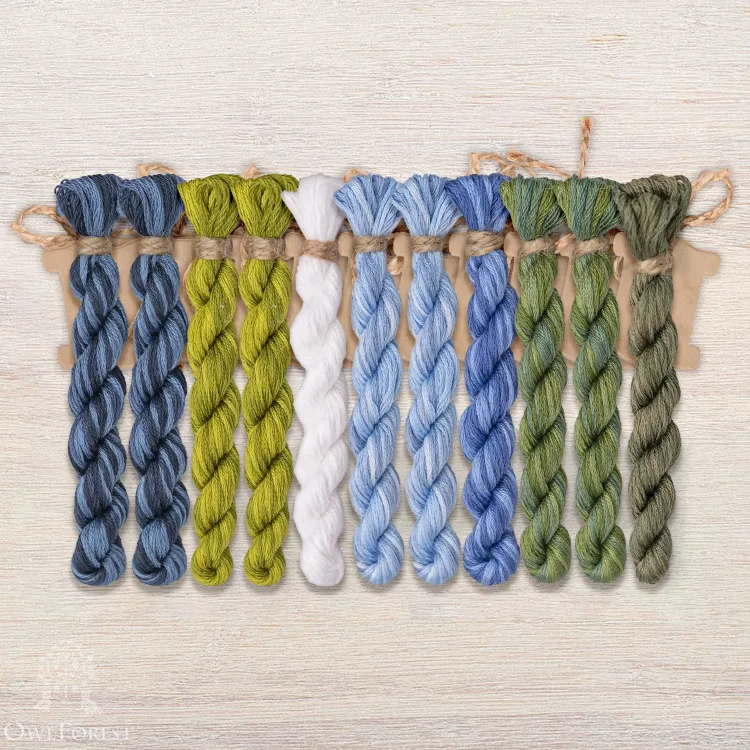 Набор ниток OwlForest для схемы «Черничный домик» (DMC)