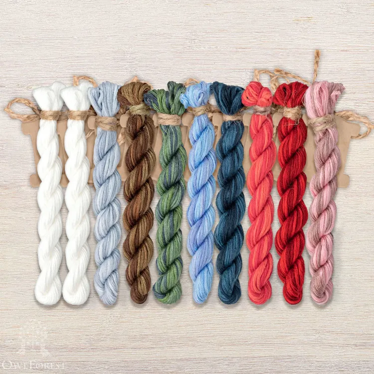 Набор ниток OwlForest для схемы «Снегири» (ПНК)