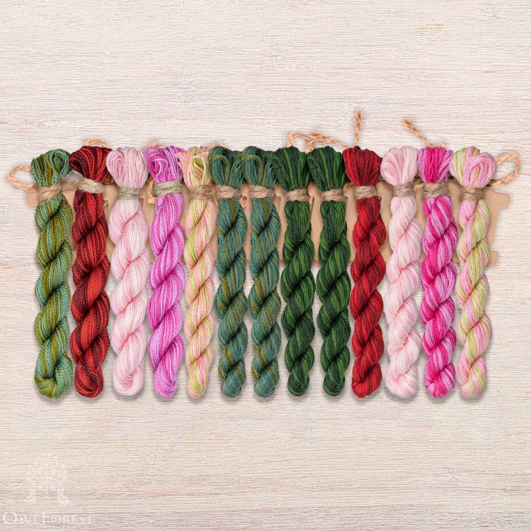 Набор ниток OwlForest для схемы «Пышный пион» (DMC)