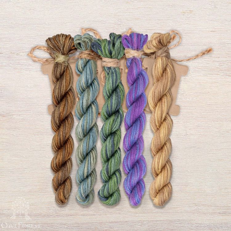 Набор ниток OwlForest для схемы «Ночные трели аметистовых птиц» (ПНК)