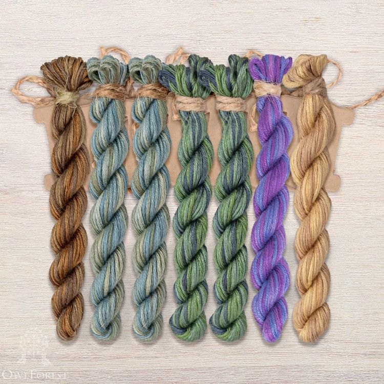 Набор ниток OwlForest для схемы «Ночные трели аметистовых птиц» (ПНК)