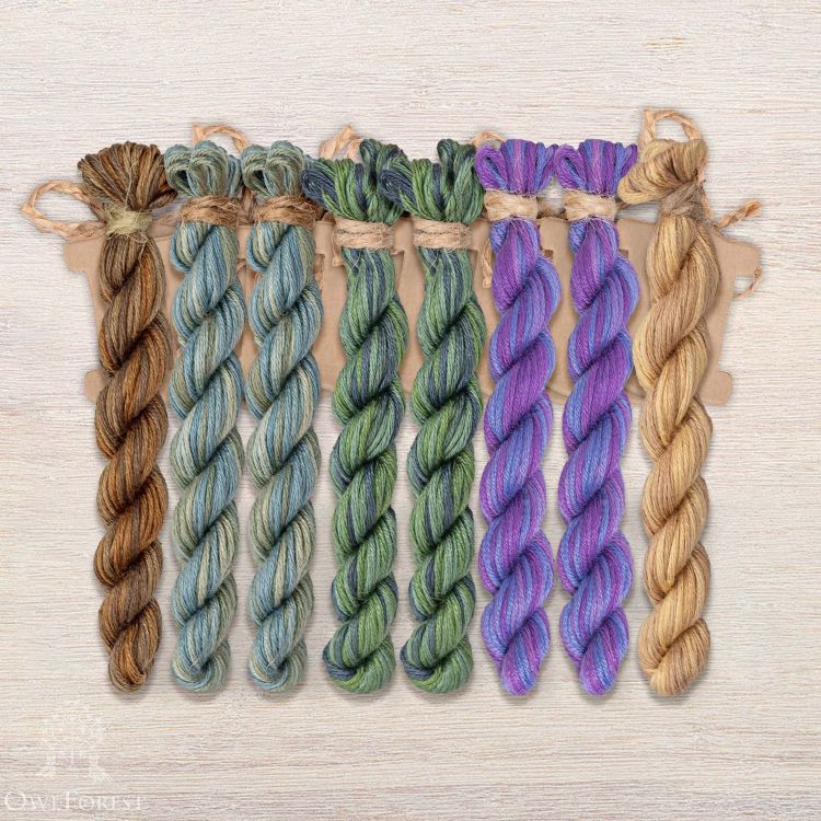 Набор ниток OwlForest для схемы «Ночные трели аметистовых птиц» (ПНК)