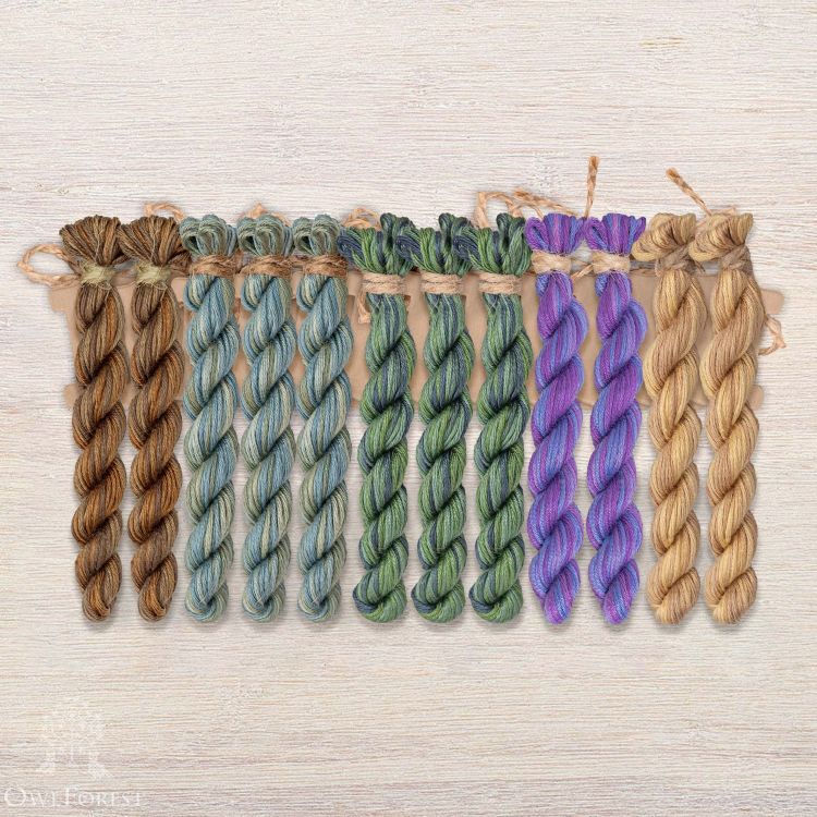 Набор ниток OwlForest для схемы «Ночные трели аметистовых птиц» (ПНК)