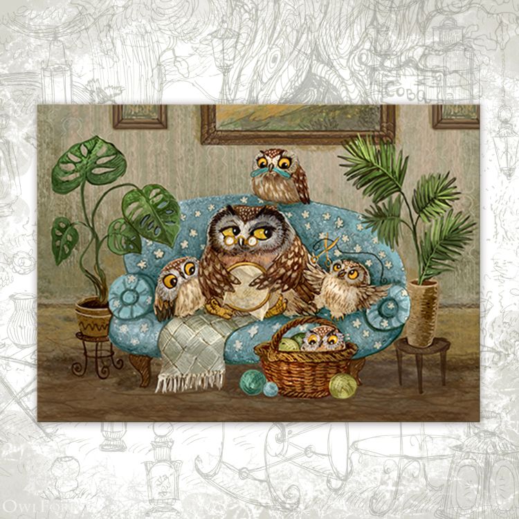 Открытка «Тихий семейный вечер»