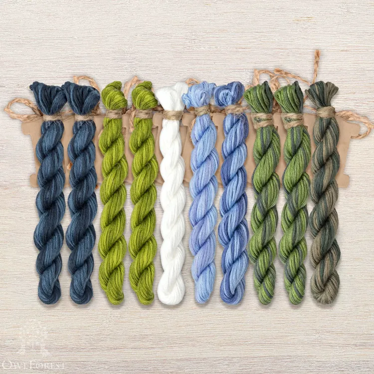 Набор ниток OwlForest для схемы «Черничный домик» (ПНК)