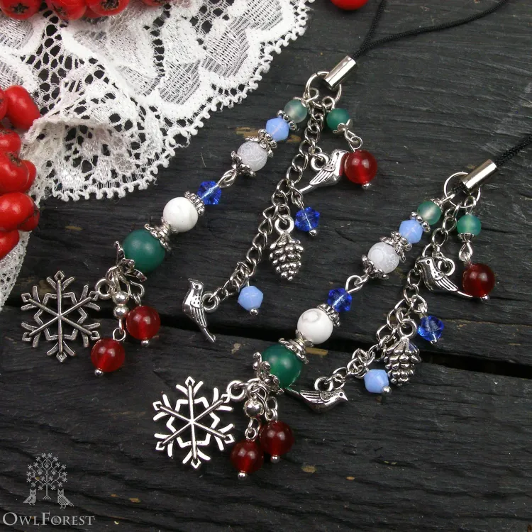 Маячок для ножниц «Снегири» цвет фурнитуры серебро