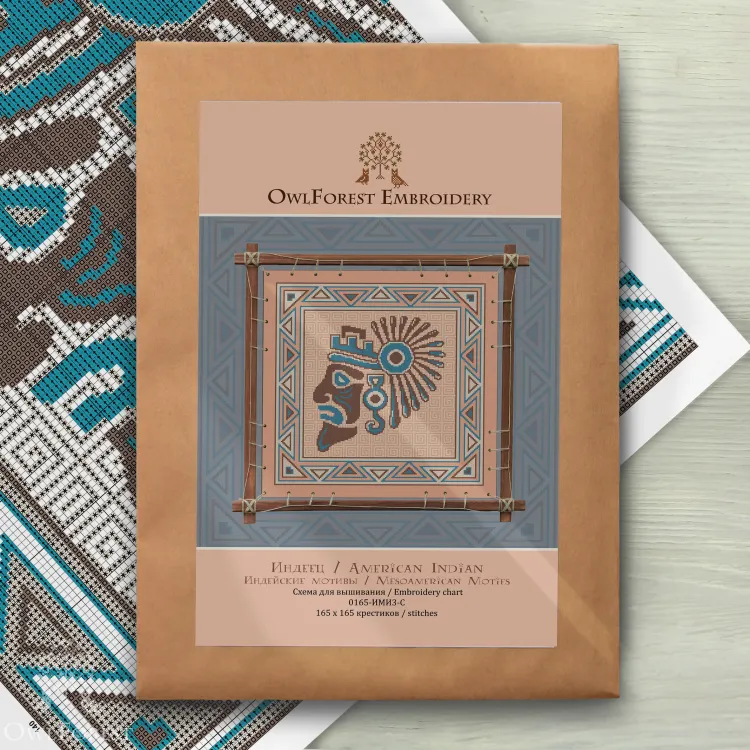 Печатная схема для вышивания «Индейские мотивы. Индеец» 3 цвета