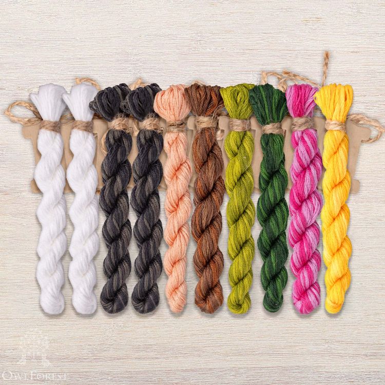 Набор ниток OwlForest для схемы «Милые панды» (DMC)