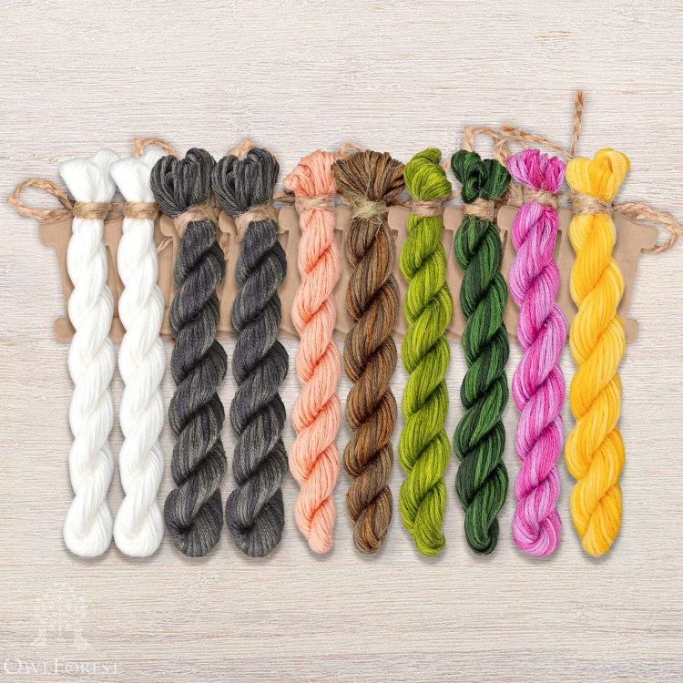 Набор ниток OwlForest для схемы «Милые панды» (ПНК)