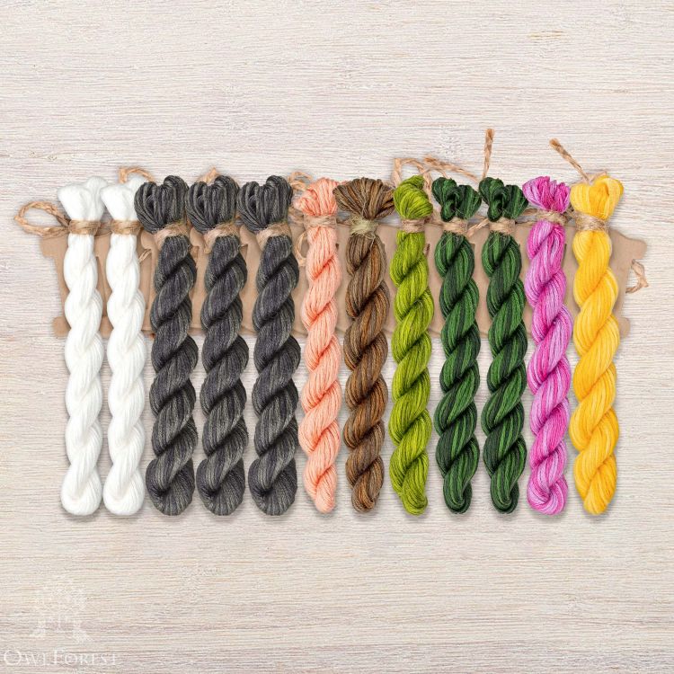 Набор ниток OwlForest для схемы «Милые панды» (ПНК)