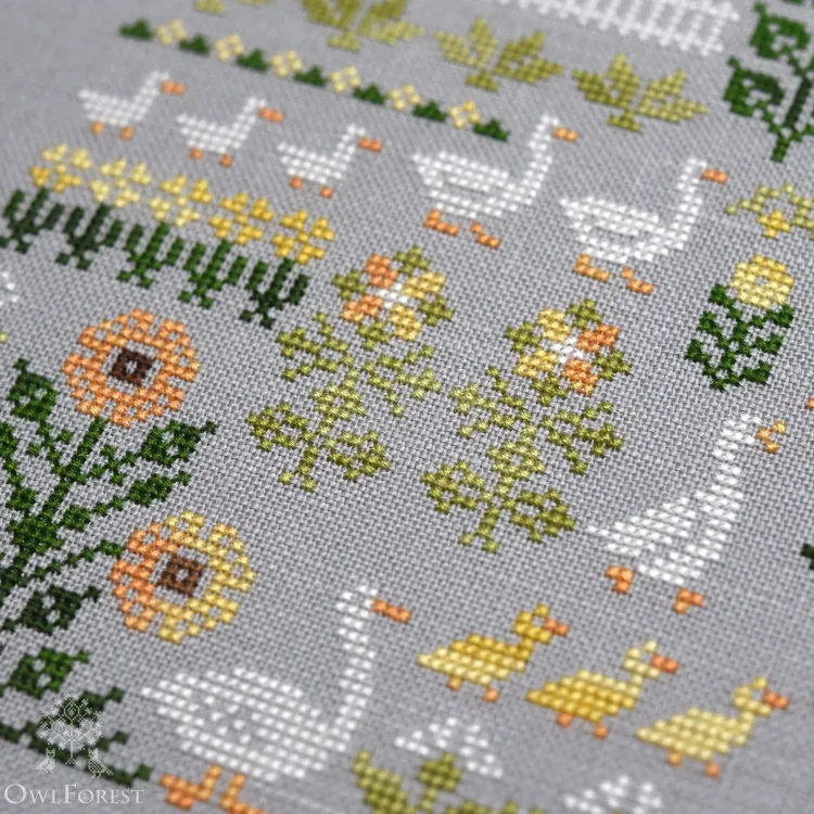 Схема для вышивания «Гуси и подсолнухи»