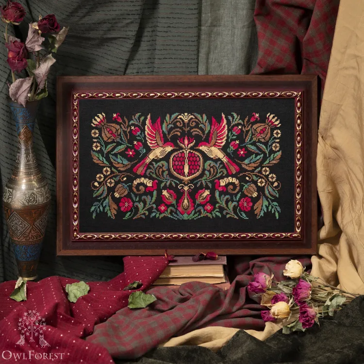 Набор для вышивания «Ночные трели гранатовых птиц» 