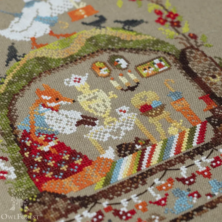 Схема для вышивания «Лесные домишки. Гусь и Лиса» 