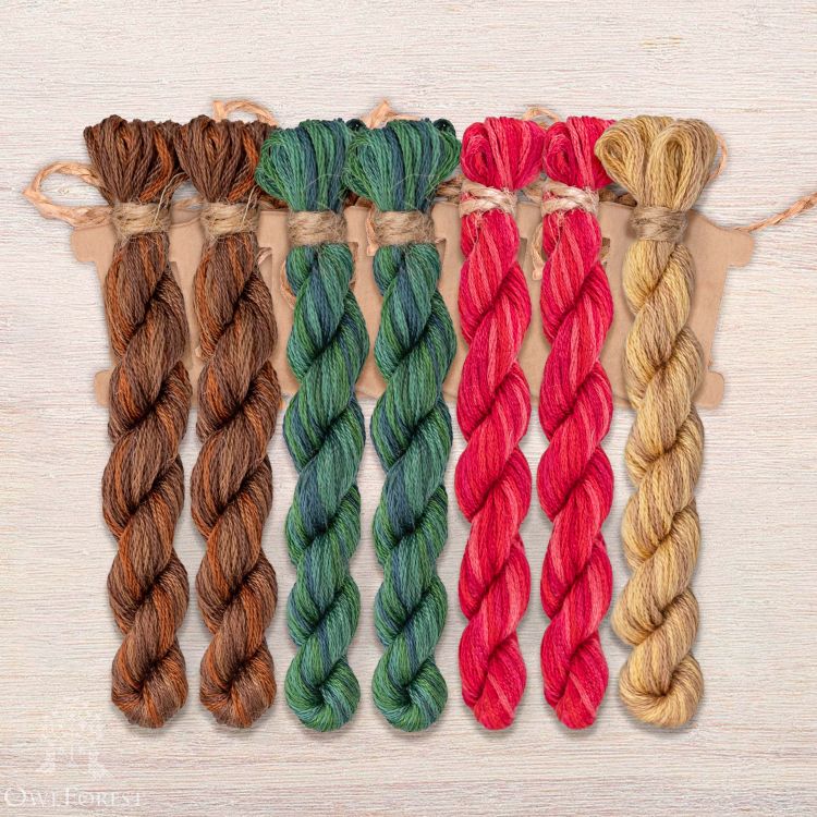 Набор ниток OwlForest для схемы «Ночные трели гранатовых птиц» (DMC)