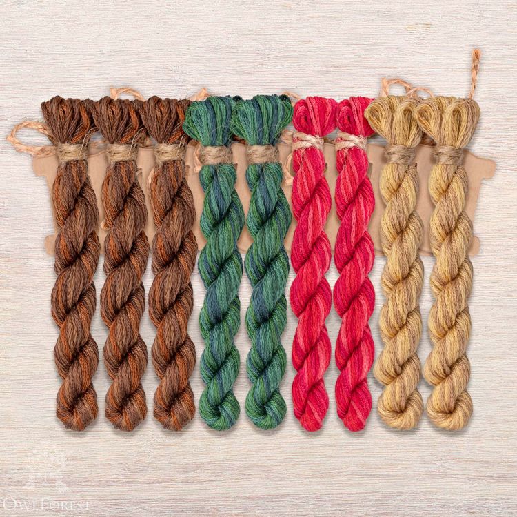 Набор ниток OwlForest для схемы «Ночные трели гранатовых птиц» (DMC)