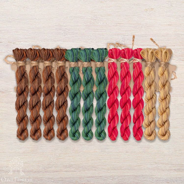 Набор ниток OwlForest для схемы «Ночные трели гранатовых птиц» (DMC)