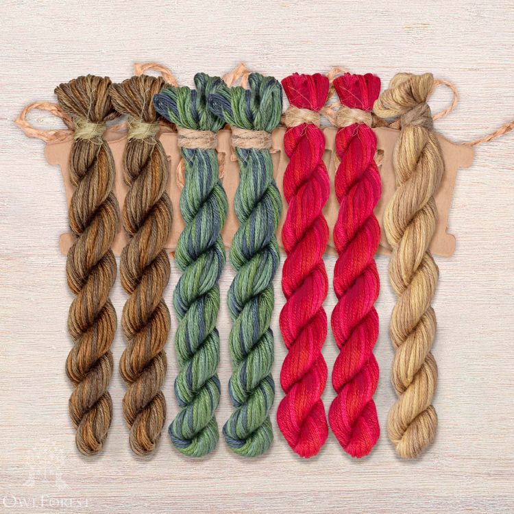 Набор ниток OwlForest для схемы «Ночные трели гранатовых птиц» (ПНК)