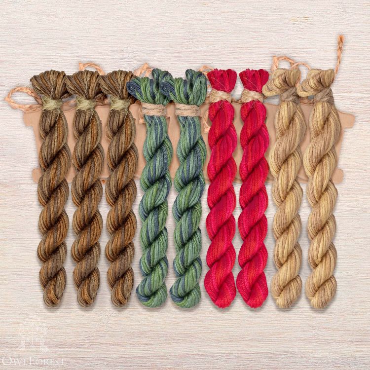 Набор ниток OwlForest для схемы «Ночные трели гранатовых птиц» (ПНК)