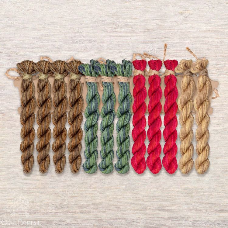 Набор ниток OwlForest для схемы «Ночные трели гранатовых птиц» (ПНК)