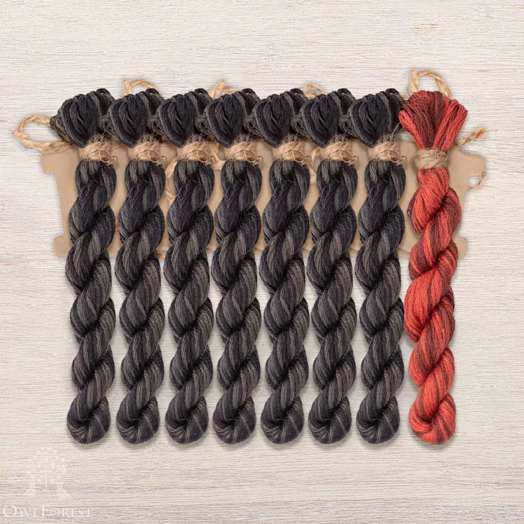 Набор ниток OwlForest для схемы «Квакерская буквица» (DMC)